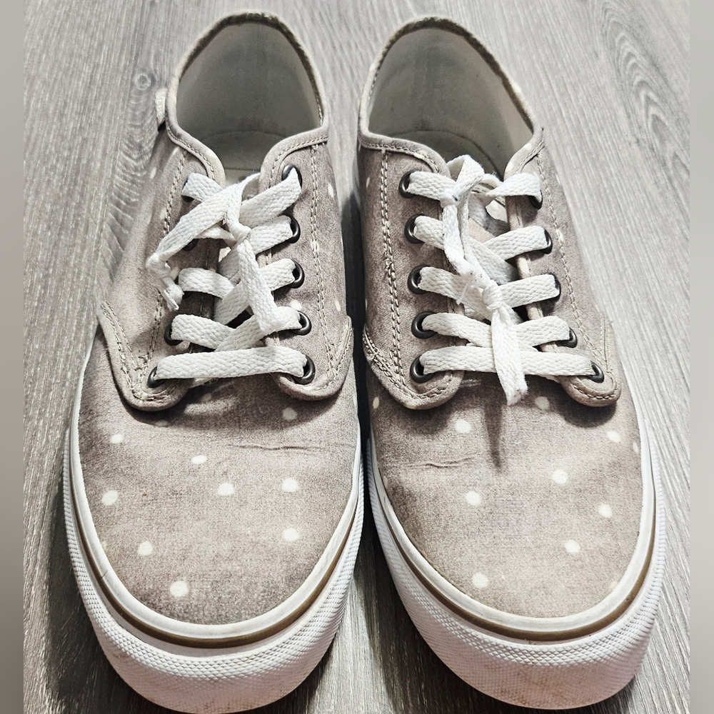 Womens Vans Tan polka dot platform shoes size 10